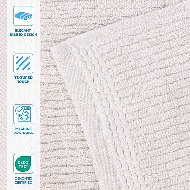 SUPERIOR 8-Piece Milo Smart Twist Cotton Medium Weight Solid Ribbed Design Towel Set