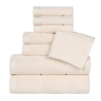 SUPERIOR 8 pc Milo Smart Twist Cotton Medium Weight Solid Ribbed Design Towel Set