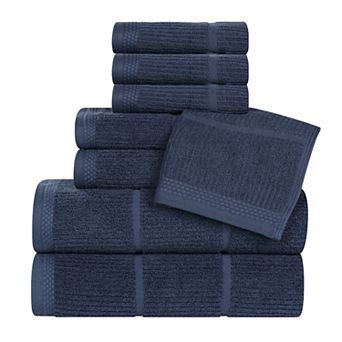 SUPERIOR 8 pc Milo Smart Twist Cotton Medium Weight Solid Ribbed Design Towel Set
