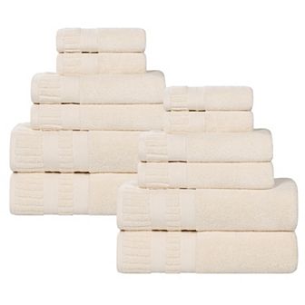 SUPERIOR 12 pc Venice Zero Twist Soft Absorbent Towel Set