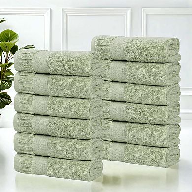 SUPERIOR 12-piece Venice Zero Twist Cotton Soft Absorbent Washcloth Set