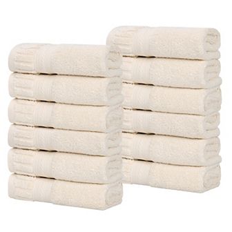 SUPERIOR 12 pc Venice Zero Twist Cotton Soft Absorbent Washcloth Set