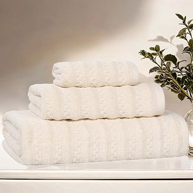 SUPERIOR 3-Piece Zuma Zero Twist Cotton Medium Weight Soft Absorbent Towel Set
