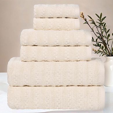 SUPERIOR 6-Piece Zuma Zero Twist Cotton Medium Weight Soft Absorbent Towel Set