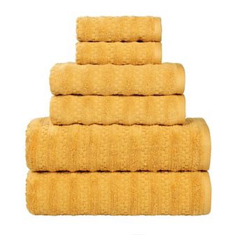 SUPERIOR 6 pc Zuma Zero Twist Cotton Medium Weight Soft Absorbent Towel Set