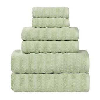 SUPERIOR 6 pc Zuma Zero Twist Cotton Medium Weight Soft Absorbent Towel Set