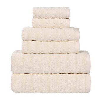 SUPERIOR 6 pc Zuma Zero Twist Cotton Medium Weight Soft Absorbent Towel Set