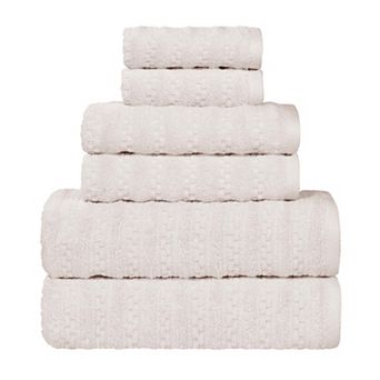 SUPERIOR 6 pc Zuma Zero Twist Cotton Medium Weight Soft Absorbent Towel Set