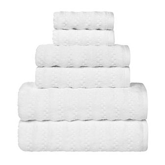 SUPERIOR 6 pc Zuma Zero Twist Cotton Medium Weight Soft Absorbent Towel Set
