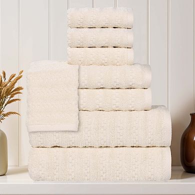 SUPERIOR Superior 8-Piece Zuma Zero Twist Cotton Medium Weight Soft Absorbent Towel Set