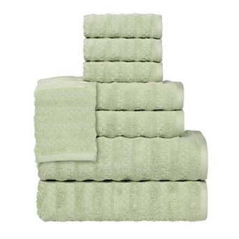 SUPERIOR 8 pc Zuma Zero Twist Cotton Medium Weight Soft Absorbent Towel Set