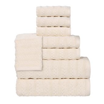 SUPERIOR 8 pc Zuma Zero Twist Cotton Medium Weight Soft Absorbent Towel Set