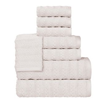 SUPERIOR 8 pc Zuma Zero Twist Cotton Medium Weight Soft Absorbent Towel Set