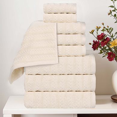 SUPERIOR Superior 9-Piece Zuma Zero Twist Cotton Medium Weight Soft Absorbent Towel Set