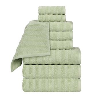 SUPERIOR 9 pc Zuma Zero Twist Cotton Medium Weight Soft Absorbent Towel Set