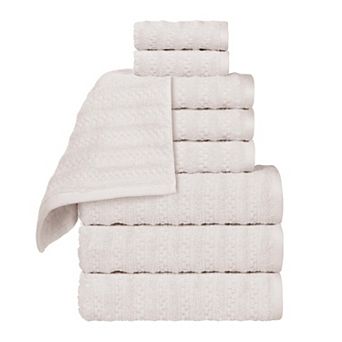 SUPERIOR 9 pc Zuma Zero Twist Cotton Medium Weight Soft Absorbent Towel Set