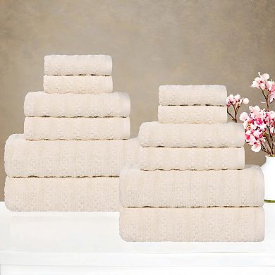 SUPERIOR Superior 12-Piece Zuma Zero Twist Cotton Medium Weight Soft Absorbent Towel Set