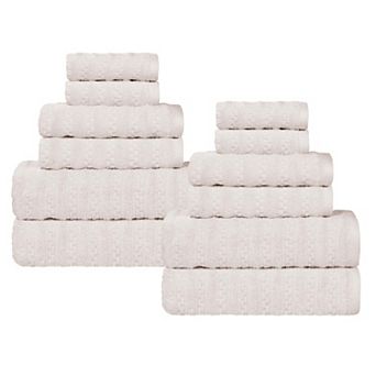 SUPERIOR 12 pc Zuma Zero Twist Cotton Medium Weight Soft Absorbent Towel Set