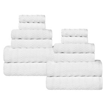 SUPERIOR 12 pc Zuma Zero Twist Cotton Medium Weight Soft Absorbent Towel Set