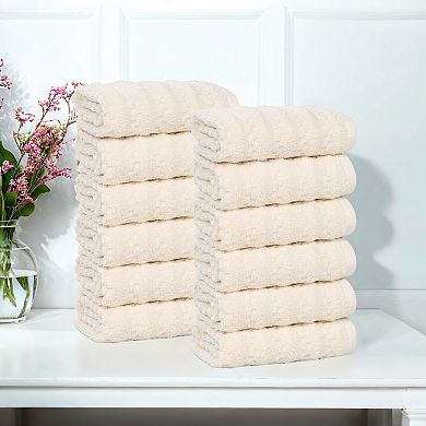 SUPERIOR 12-Piece Zuma Zero Twist Cotton Medium Weight Soft Absorbent Washcloth Set