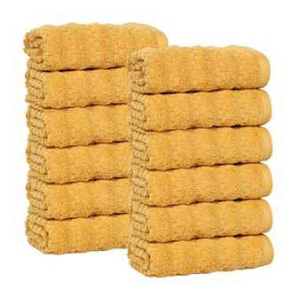SUPERIOR 12 pc Zuma Zero Twist Cotton Medium Weight Soft Absorbent Washcloth Set
