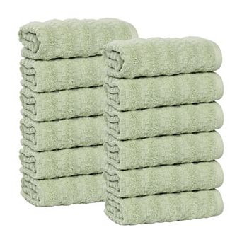 SUPERIOR 12 pc Zuma Zero Twist Cotton Medium Weight Soft Absorbent Washcloth Set