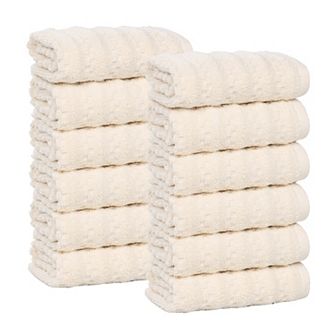 SUPERIOR 12 pc Zuma Zero Twist Cotton Medium Weight Soft Absorbent Washcloth Set