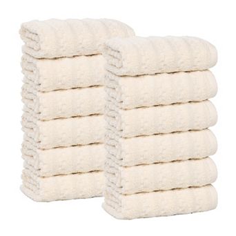SUPERIOR 12 pc Zuma Zero Twist Cotton Medium Weight Soft Absorbent Washcloth Set