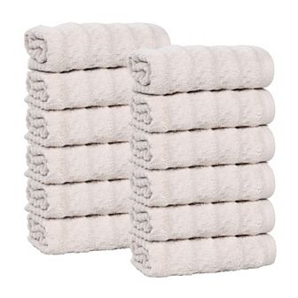 SUPERIOR 12 pc Zuma Zero Twist Cotton Medium Weight Soft Absorbent Washcloth Set
