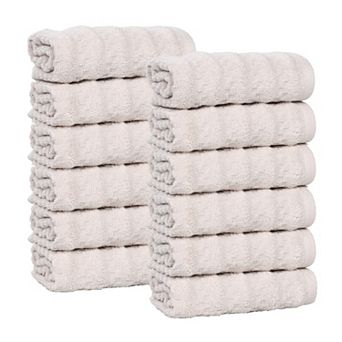 SUPERIOR 12 pc Zuma Zero Twist Cotton Medium Weight Soft Absorbent Washcloth Set