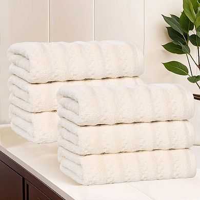 SUPERIOR 6-Piece Zuma Zero Twist Cotton Medium Weight Soft Absorbent Hand Towel Set