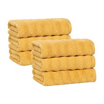 SUPERIOR 6 pc Zuma Zero Twist Cotton Medium Weight Soft Absorbent Hand Towel Set