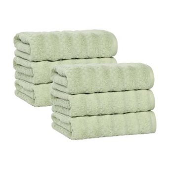 SUPERIOR 6 pc Zuma Zero Twist Cotton Medium Weight Soft Absorbent Hand Towel Set