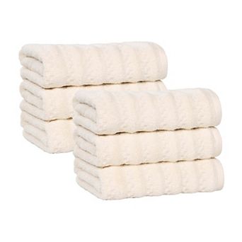 SUPERIOR 6 pc Zuma Zero Twist Cotton Medium Weight Soft Absorbent Hand Towel Set