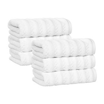 SUPERIOR 6 pc Zuma Zero Twist Cotton Medium Weight Soft Absorbent Hand Towel Set