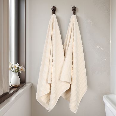 SUPERIOR 2-Piece Zuma Zero Twist Cotton Medium Weight Soft Absorbent Bath Sheet Set