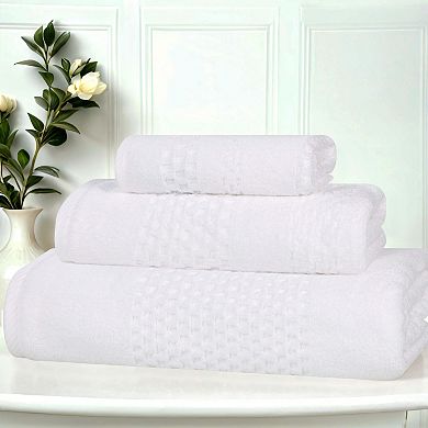 SUPERIOR 3 pc Playa Zero Twist Solid Waffle Textured Towel Set