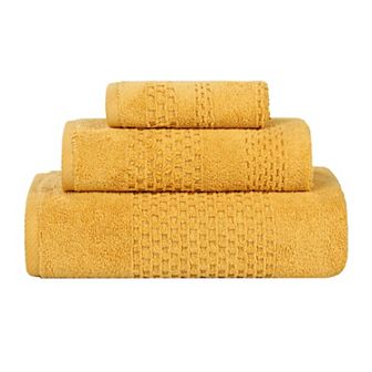 SUPERIOR 3 pc Playa Zero Twist Solid Waffle Textured Towel Set