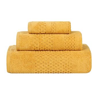 SUPERIOR 3 pc Playa Zero Twist Solid Waffle Textured Towel Set