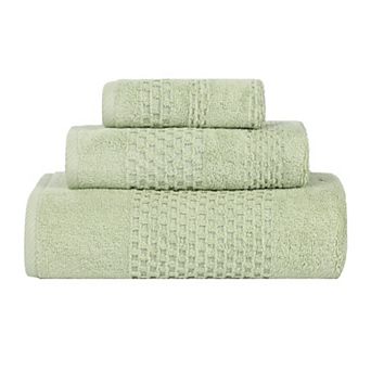 SUPERIOR 3 pc Playa Zero Twist Solid Waffle Textured Towel Set