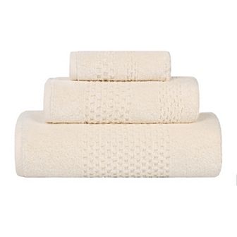 SUPERIOR 3 pc Playa Zero Twist Solid Waffle Textured Towel Set