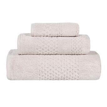 SUPERIOR 3 pc Playa Zero Twist Solid Waffle Textured Towel Set