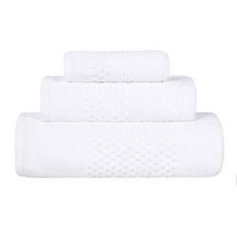 SUPERIOR 3 pc Playa Zero Twist Solid Waffle Textured Towel Set