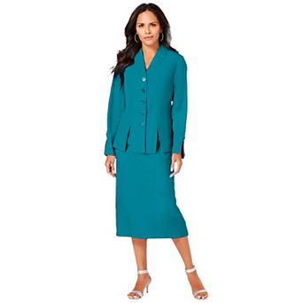 Roaman's Women's Plus Size Petite Plus Size Long Sleeve Shawl-Collar Jacket & Sheath Skirt Set