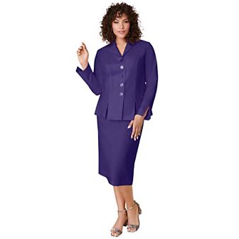 Roaman's Women's Plus Size Petite Plus Size Long Sleeve Shawl-Collar Jacket & Sheath Skirt Set