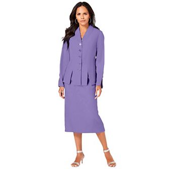 Roaman's Women's Plus Size Petite Plus Size Long Sleeve Shawl-Collar Jacket & Sheath Skirt Set