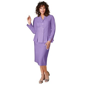 Roaman's Women's Plus Size Petite Two Piece Skirt Suit