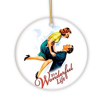 Vintage Romantic It’s a Wonderful Life Christmas Ornament, George and Mary Bailey Artwork