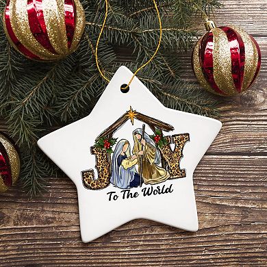 Joy to the World Religious Nativity Christmas Ornament, Birth of Jesus Holiday Decoration
