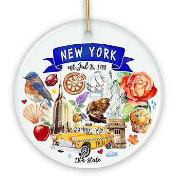 Artistic New York State Themes and Landmarks Christmas Ornament
